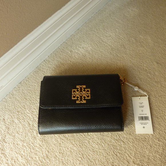 Tory Burch 'Britten' Leather T Logo Chain Strap Shoulder Bag (Black) - NEW - Picture 3 of 12